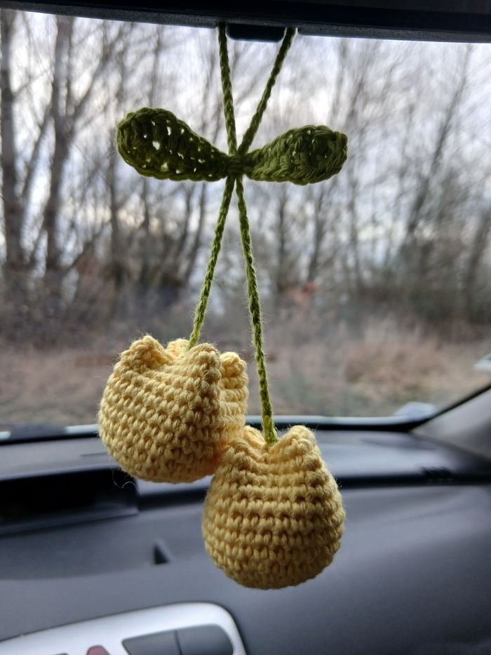 Décoration rétroviseur tulipe jaune