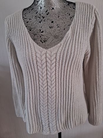 Pull écru col V/ bnk