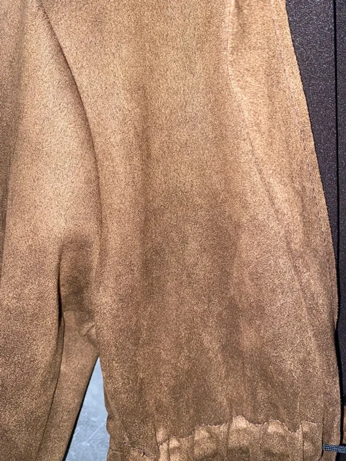 Veste camel longue en suédine ajustable - photo numéro 3