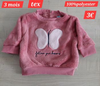 Pull motif papillon fille 3 mois 