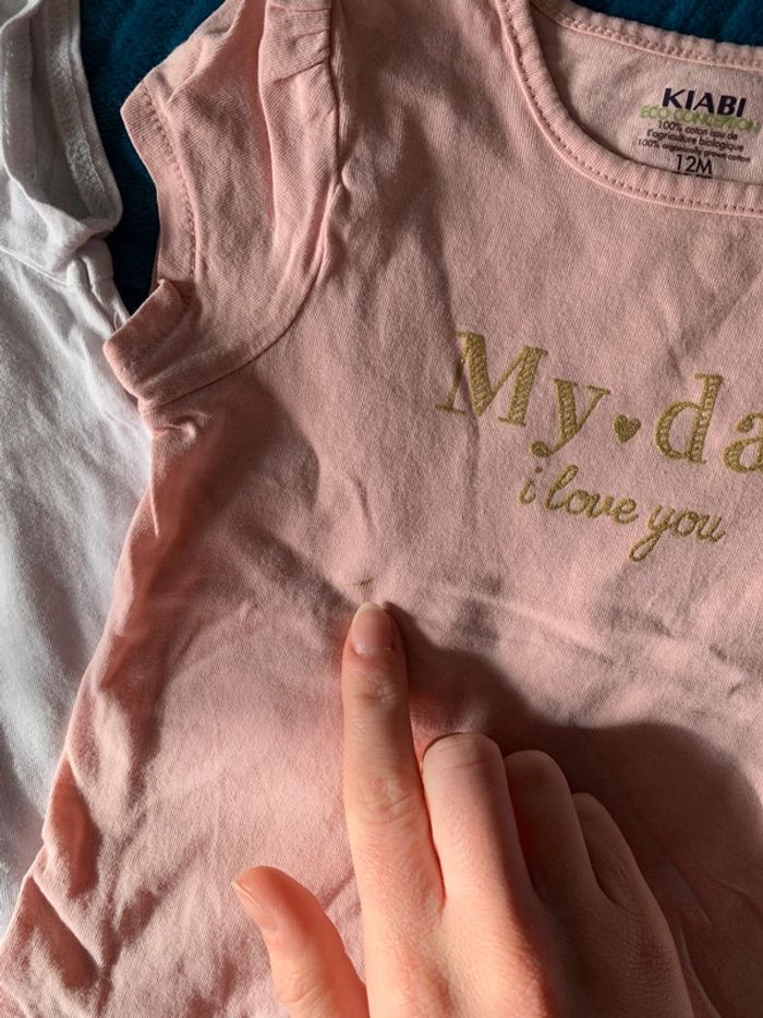 Lot 2 tee shirts 12 mois fille - photo numéro 3