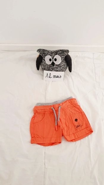 Short petit monstre orange et gris bébé mixte 12 mois