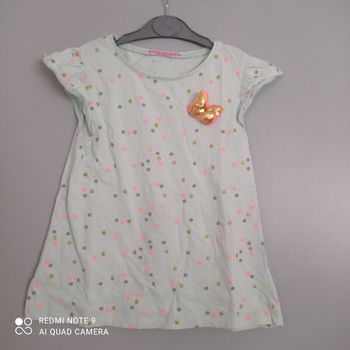 T-shirt vert clair à pois 6ans