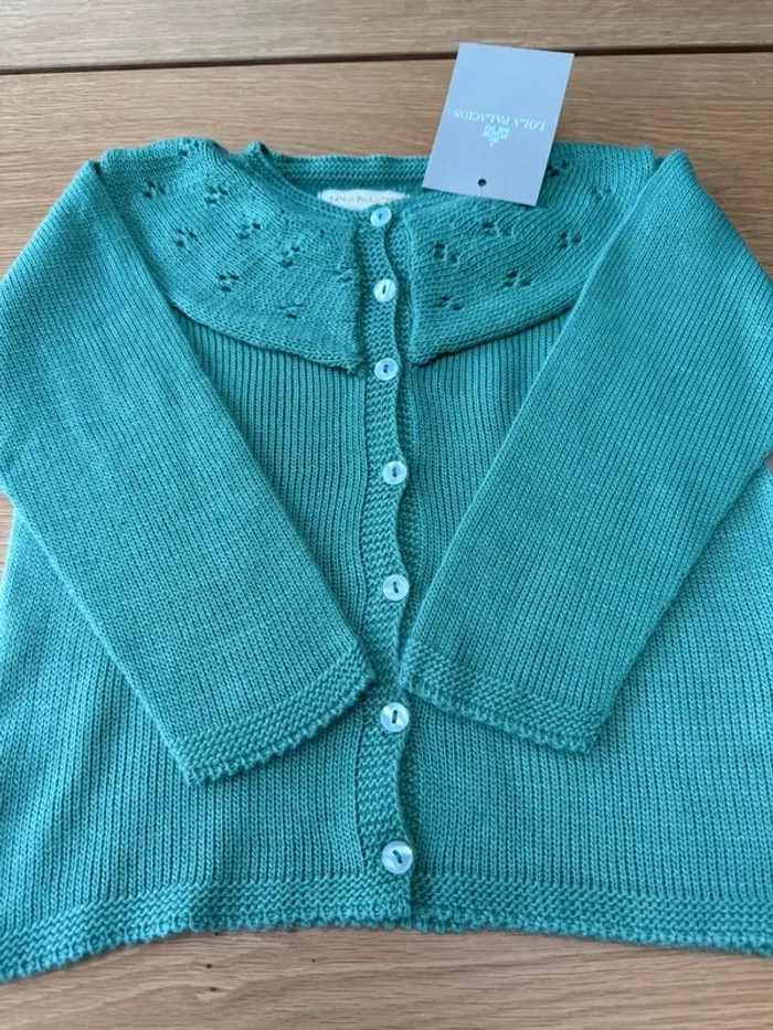 Gilet vert large col ajouré Neuf - Taille 3 Ans - photo numéro 7