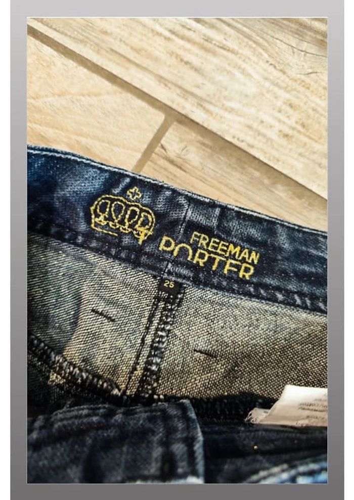 Short en jeans bleu marine pailleté doré Taille 25 Freeman Porter - photo numéro 4