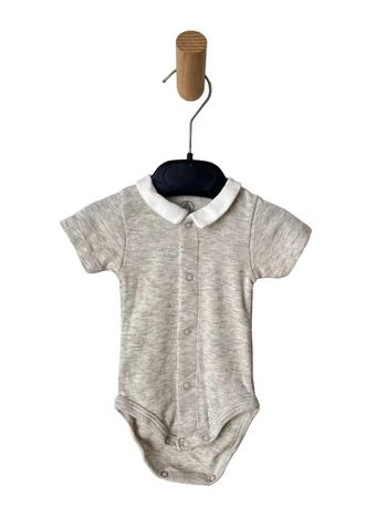 Body beige chiné à col blanc - Petit Bateau 1 mois (54cm)