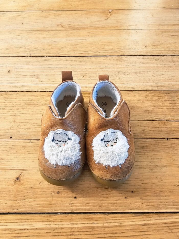 Chaussons souples mouton marron avec scratch taille 19 Verbaudet - photo numéro 2