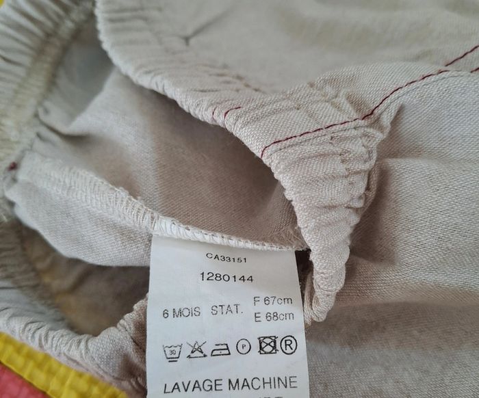 Pantalon léger beige, taille 6 mois (67 cm) - photo numéro 3