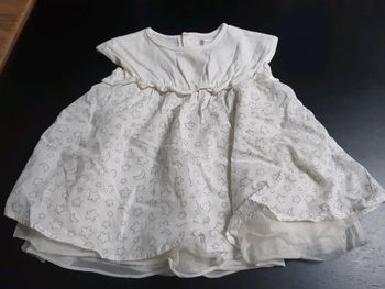 Robe blanc gris étoiles ete légère neuve obaibi bebe fille 3 mois