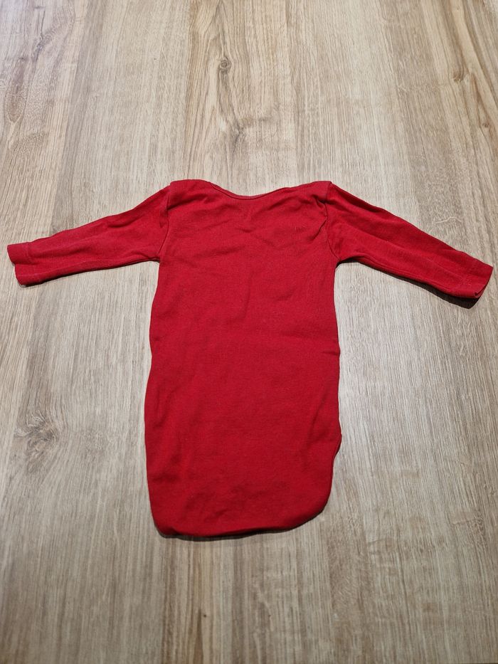 Body Bébé Rouge Uni Manches Longues Mixte 3 mois - photo numéro 2