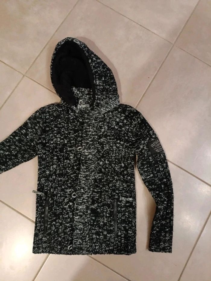 Veste laine épaisse zippé capuche fourrée polaire 10 ans