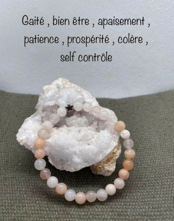 Bracelet aventurine rose et fleur 18 cm , lithothérapie