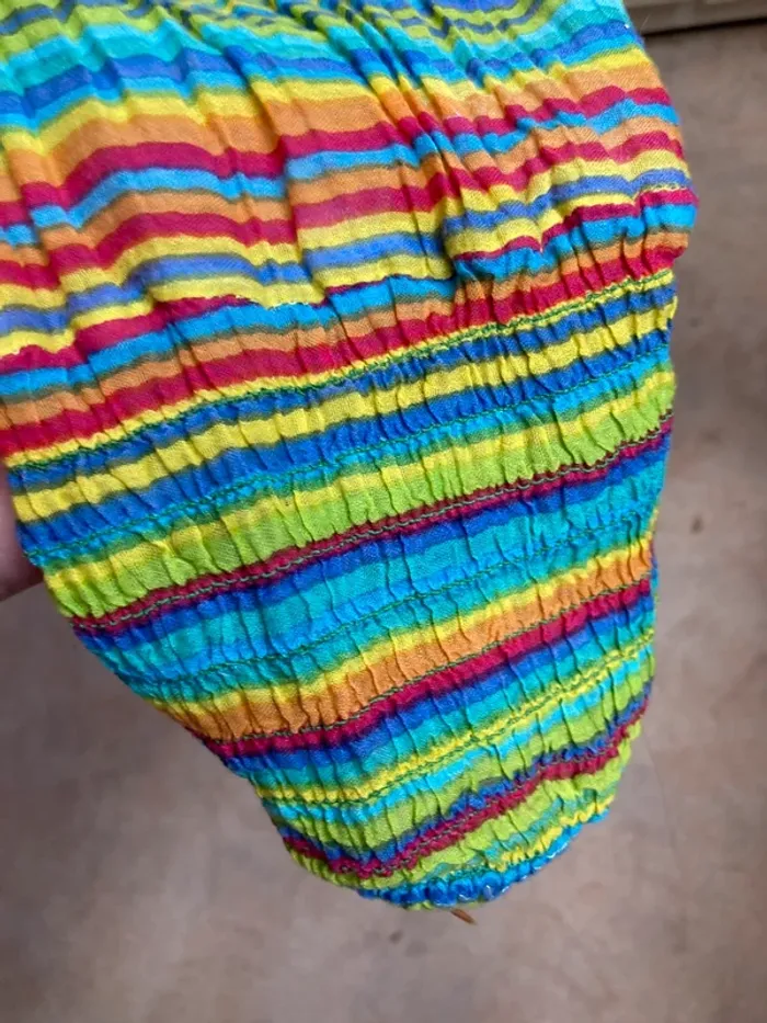 Superbe combo pantalon saroual ligné made in India tour en coton - photo numéro 5