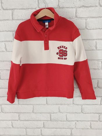 Polo rugby Okaïdi – Rouge & crème – 8 ans