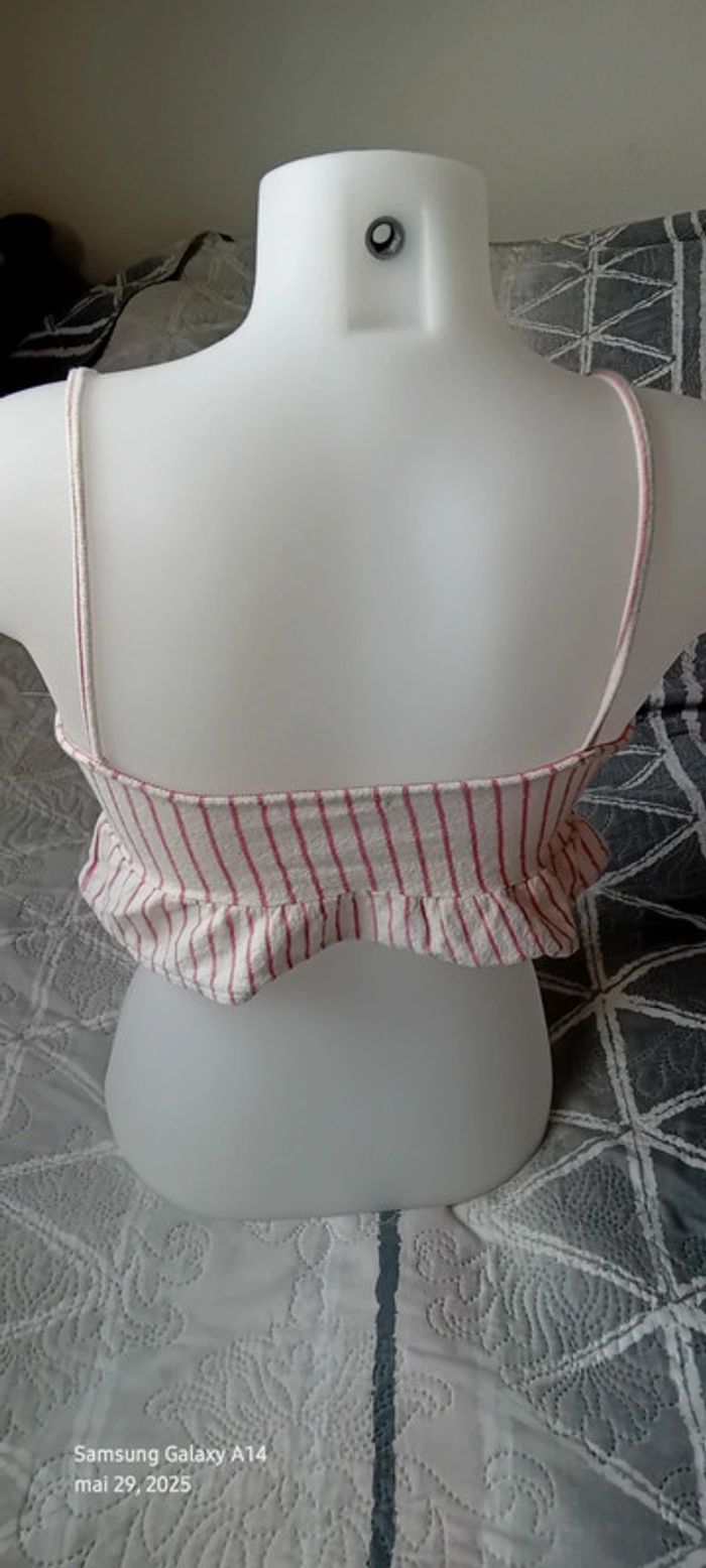Brassière fines bretelles avec noeud à rayures roses femme S pull & bear - photo numéro 6