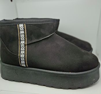 Bottines Fourrées Noir Neuve Semelle Épaissee