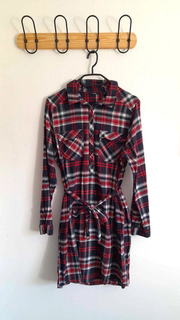 Robe chemise à carreaux manches longues Kiabi taille 42 - photo numéro 5