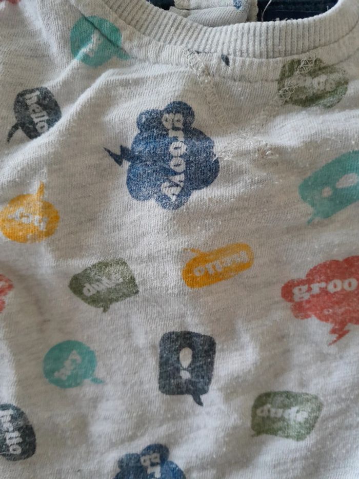 Lot t-shirt manches longues kiabi+ sweat gris 6 mois garçon - photo numéro 3