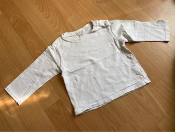 Beau T-shirt blanc ML Obaïbi T. 12 mois/74 cm garçon TBE