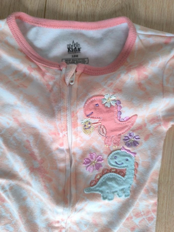 Lots de 2 pyjamas en coton neufs fille 1 pièce Kids Headquarters dinosaures - Taille 18 mois - photo numéro 3