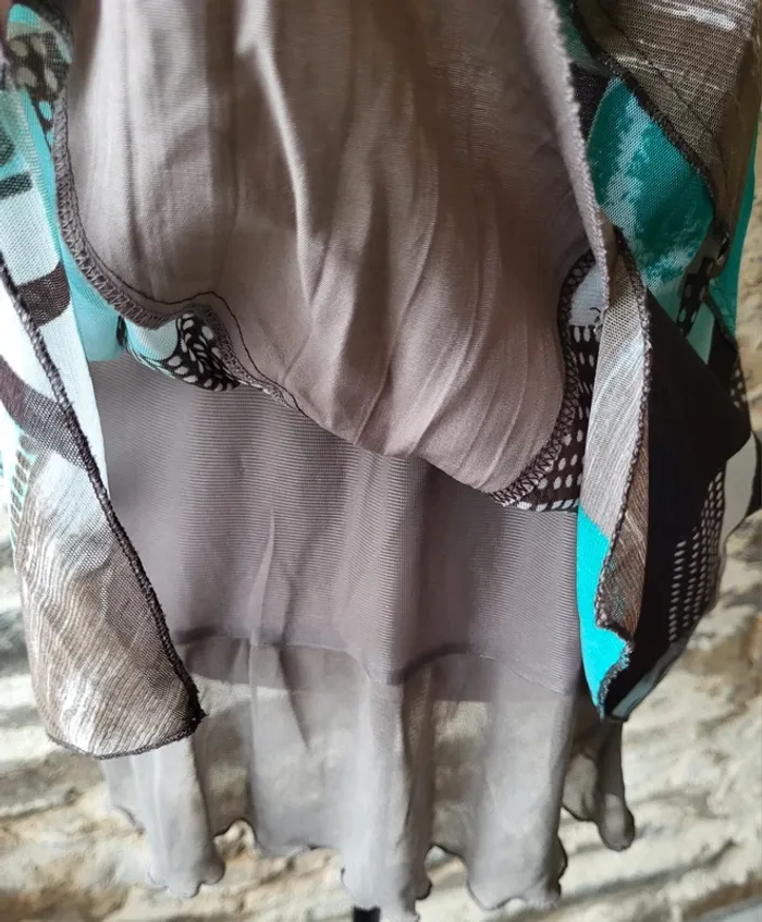 Débardeur à motifs marron beige et bleu turquoise La Redoute Taille 1 ou 36 - photo numéro 5