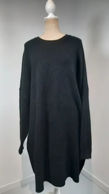 Robe Pull Noire Oversize 4XL Kiabi T. 58/60 Maille Côtelée Confort