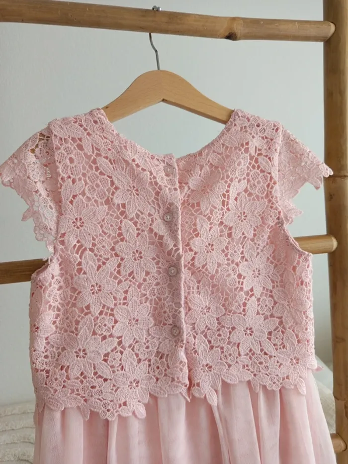 Robe en dentelle et tulle rose de fête / cérémonie 8 ans - photo numéro 5