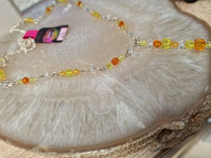 Collier Sautoir Argenté Orange Jaune - photo numéro 10