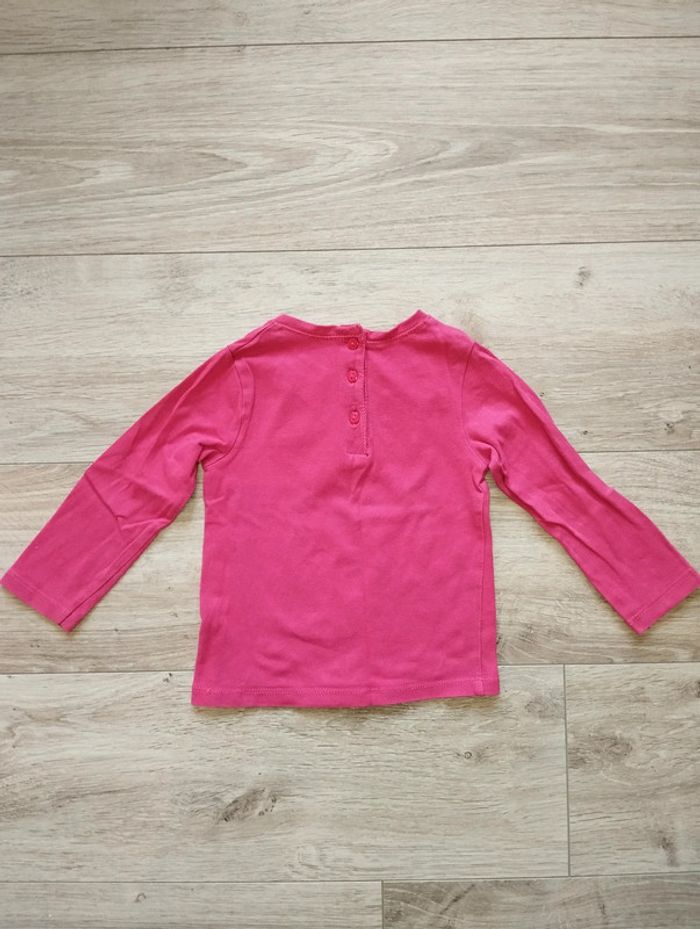 T-shirt manches longues DPAM rose fushia fille 18 mois - photo numéro 3