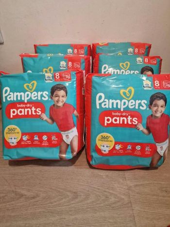Lot de 6 paquets couche culotte pampers taille 8 156 couches