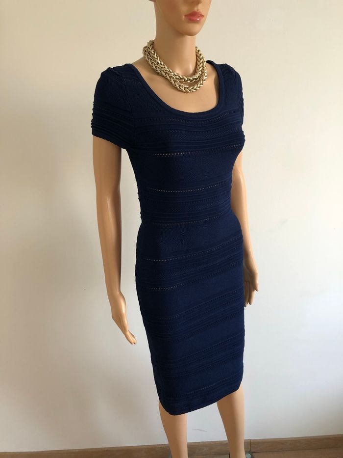 Robe bleue marine à manches courtes Morgan taille M TBE - photo numéro 2