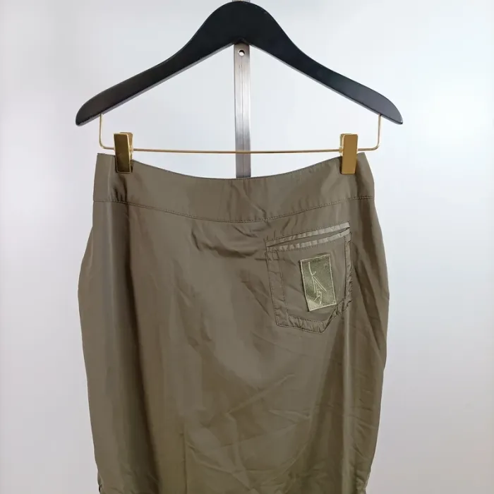 Jupe kaki longue ajustée taille 40 poches côtés style casual chic A1401 - photo numéro 4