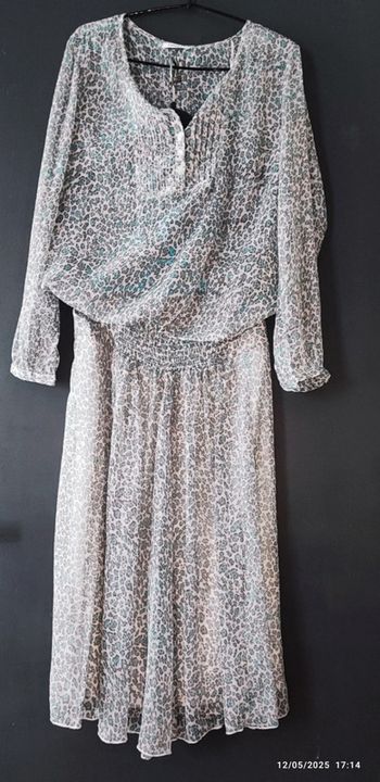 Ensemble jupe et blouse motif Léopard bleu Damart