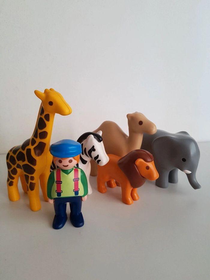 Tracteur vert avec remorque et animaux Playmobil 123 junior - photo numéro 2