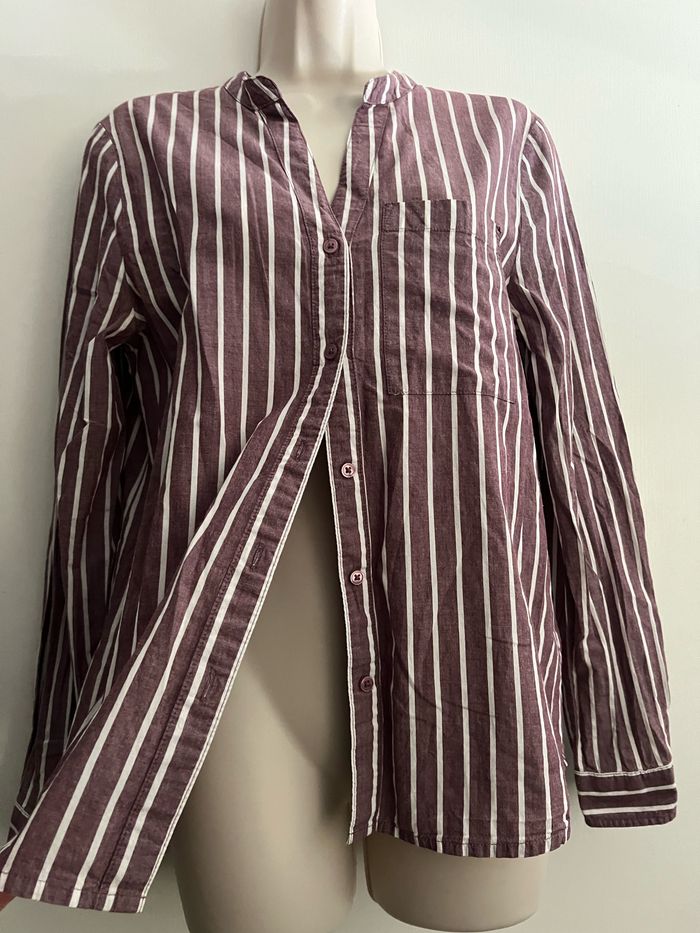 Chemise ichi taille 38 rayures prune blanche - photo numéro 6
