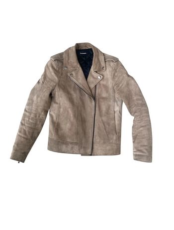 Blouson en cuir daim agneau beige The Kooples XS