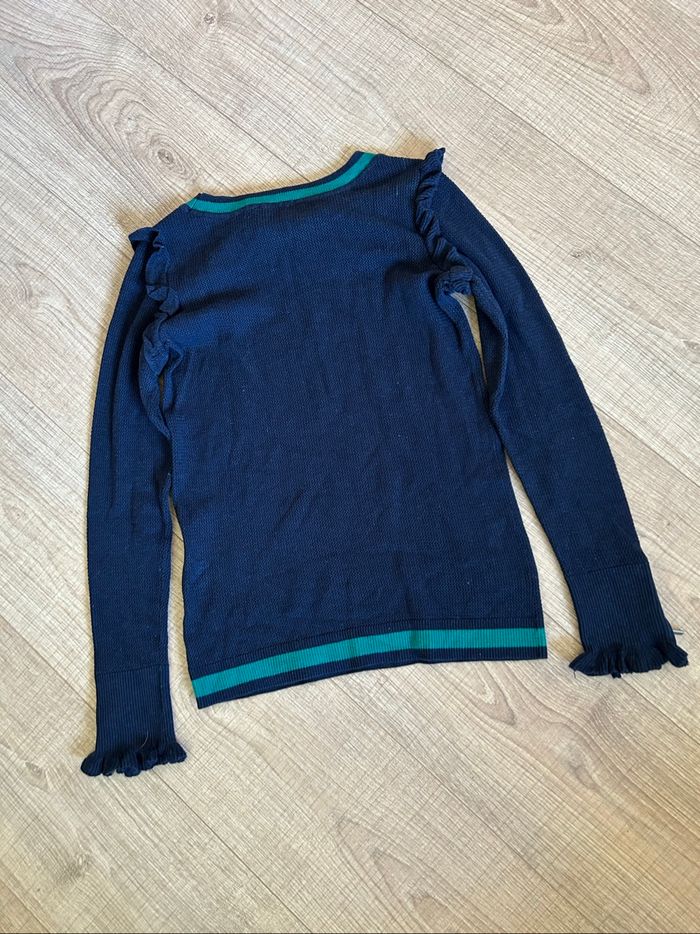 Pull bleu marine et vert à manches longues Morgan taille S TBE - photo numéro 8