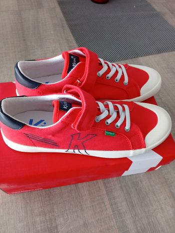 Baskets en toile kickers kickgoldi semelle en xuir