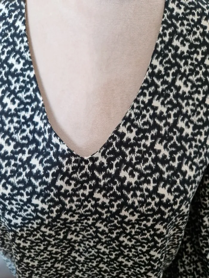 Blouse ikks taille 40 noir et crème - photo numéro 5
