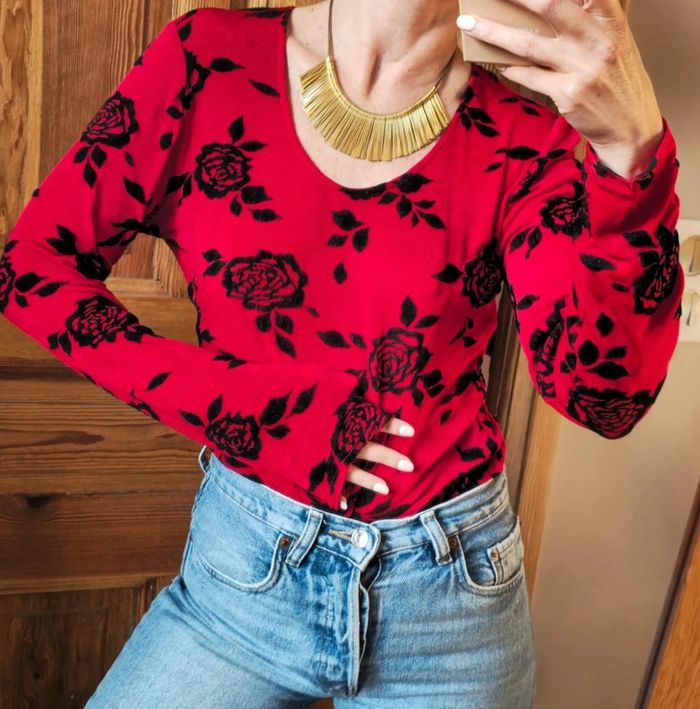 Body vintage rouge et noir made in France