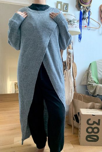 Magnifique robe pull en maille grise | Taille L