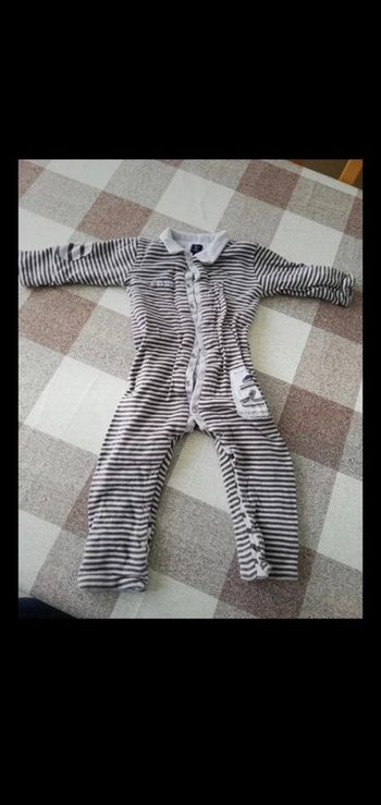 Combinaison 12 mois Epaisse et doublée à pressions rayée marron/bleu terre de marin