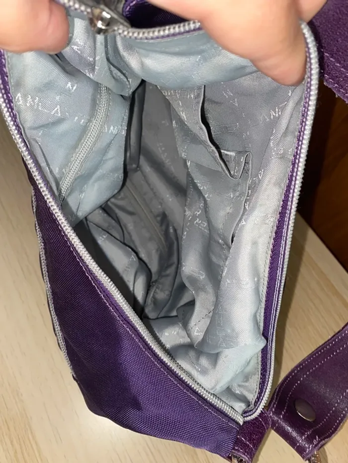 Sac à main violet petit noeud Lancaster tissu Paris prune - photo numéro 7