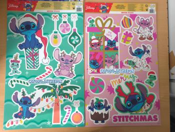 2 Planche autocollants stickers Disney Stitch Angel Souillon Noel Christmas