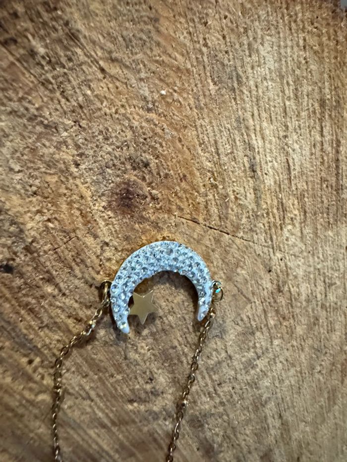 Bracelet réglable acier inoxydable or lune étoile cristaux - photo numéro 2