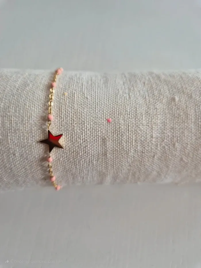 bracelet étoile dorée or perles rose
🌸 en acier inoxydable - photo numéro 2