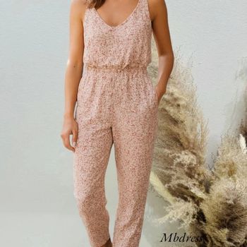 Belle combinaison fluide fleurie rose dos nu T36/38