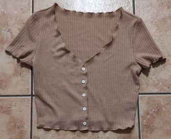 Haut court boutonné marron Shein XS