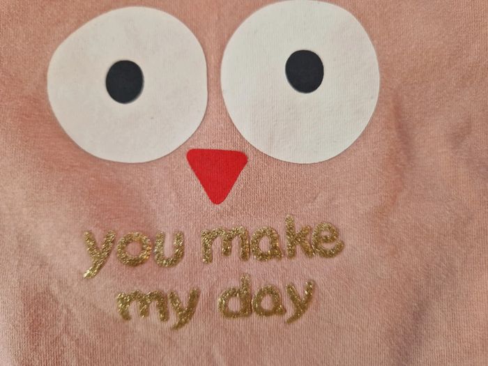 Tee-shirt manches longues fille Hema rose hibou 62 cm - photo numéro 2