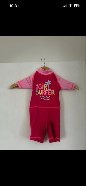 maillot de bain en forme de combinaison rose taille 2 ans ( 83-90 centimètres) de chez décathlon